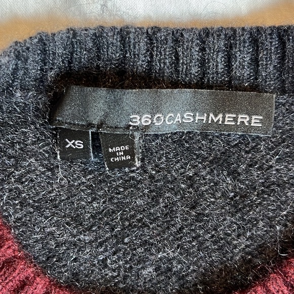 Burgundy, Grey, Tan 360 Cashmere Sweater - Picture 6 of 9